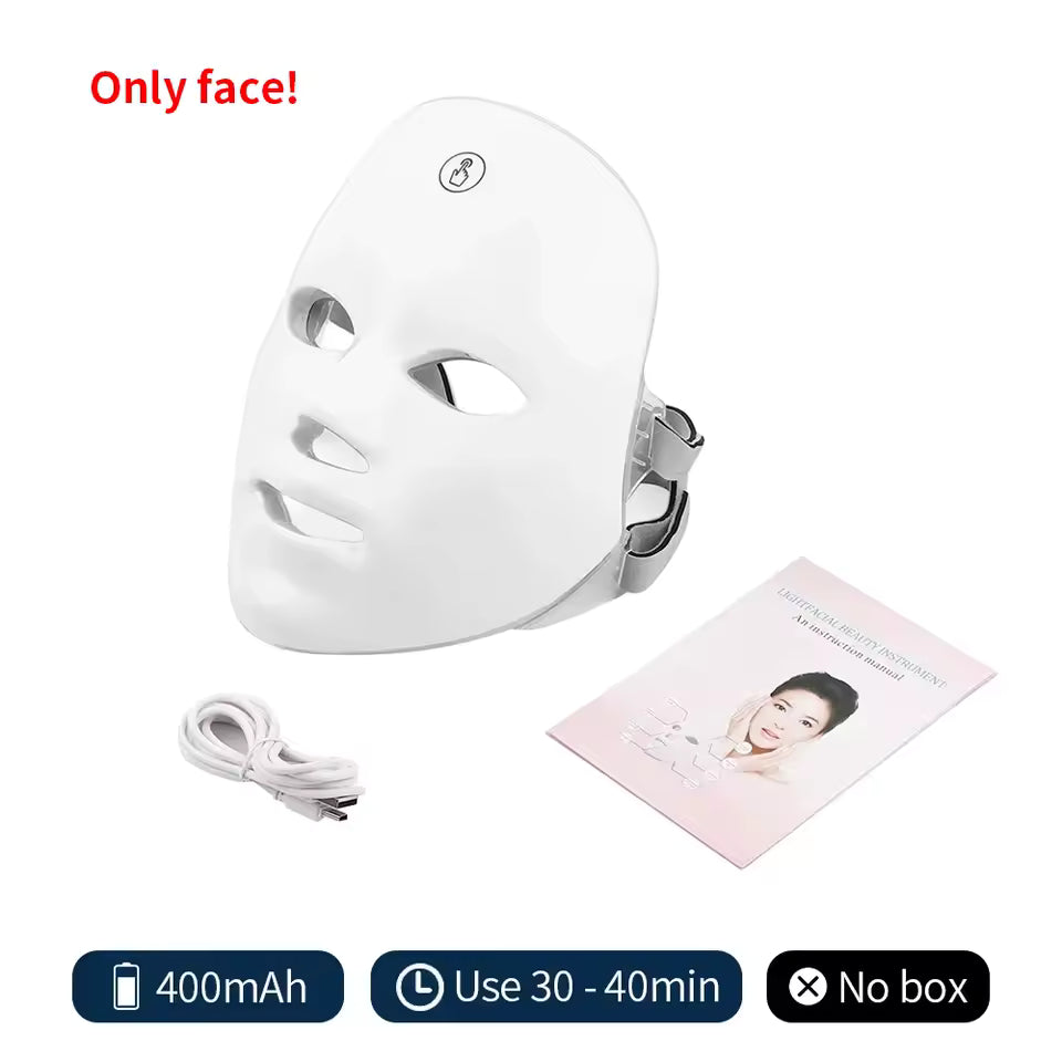 7 Colors Led Facial Mask With Neck Red Light Therapy Mask For Skin Tightening Lifting Anti-aging Bio-Light Beauty Whitening Home