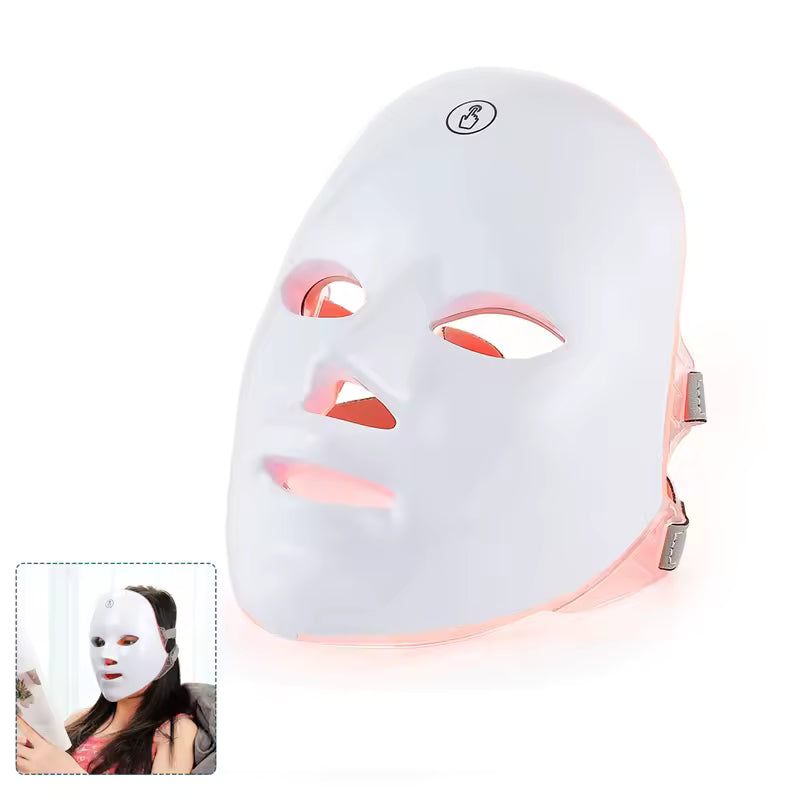 7 Colors Led Facial Mask With Neck Red Light Therapy Mask For Skin Tightening Lifting Anti-aging Bio-Light Beauty Whitening Home